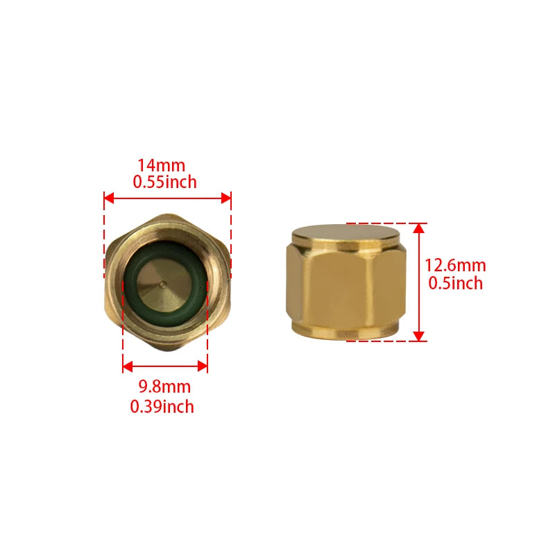 1/4'' A/C Service Port Valve Fitting Cap Replacement for Auto Car Air Conditioning Compressor AC Pipe